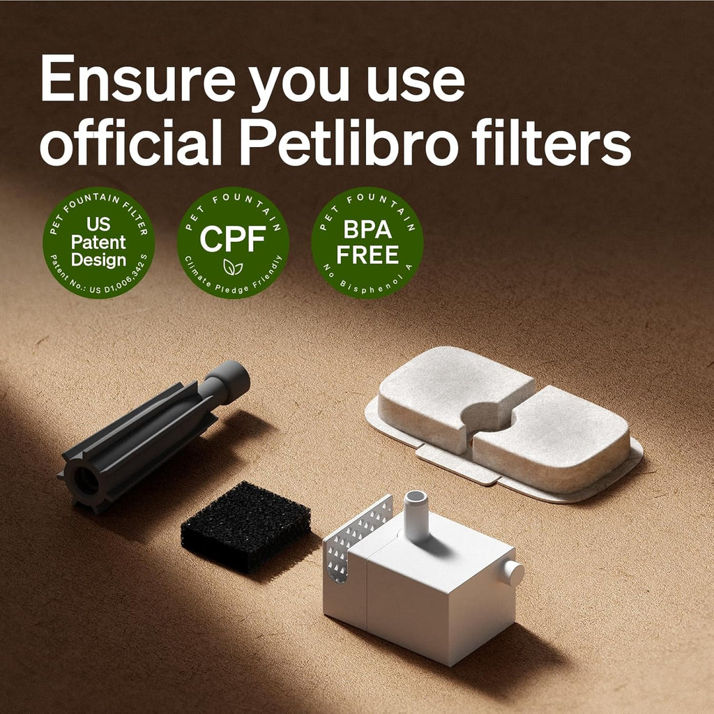 PETLIBRO Replacement Filters for Dockstream Cat Water Fountain PLWF106/PLWF116/PLWF115/PLWF105/PLWF005, 4 Months Set of Replacement Filters for Ultra Quiet Cat Fountain, 8 Count for Pet Water Fountain
