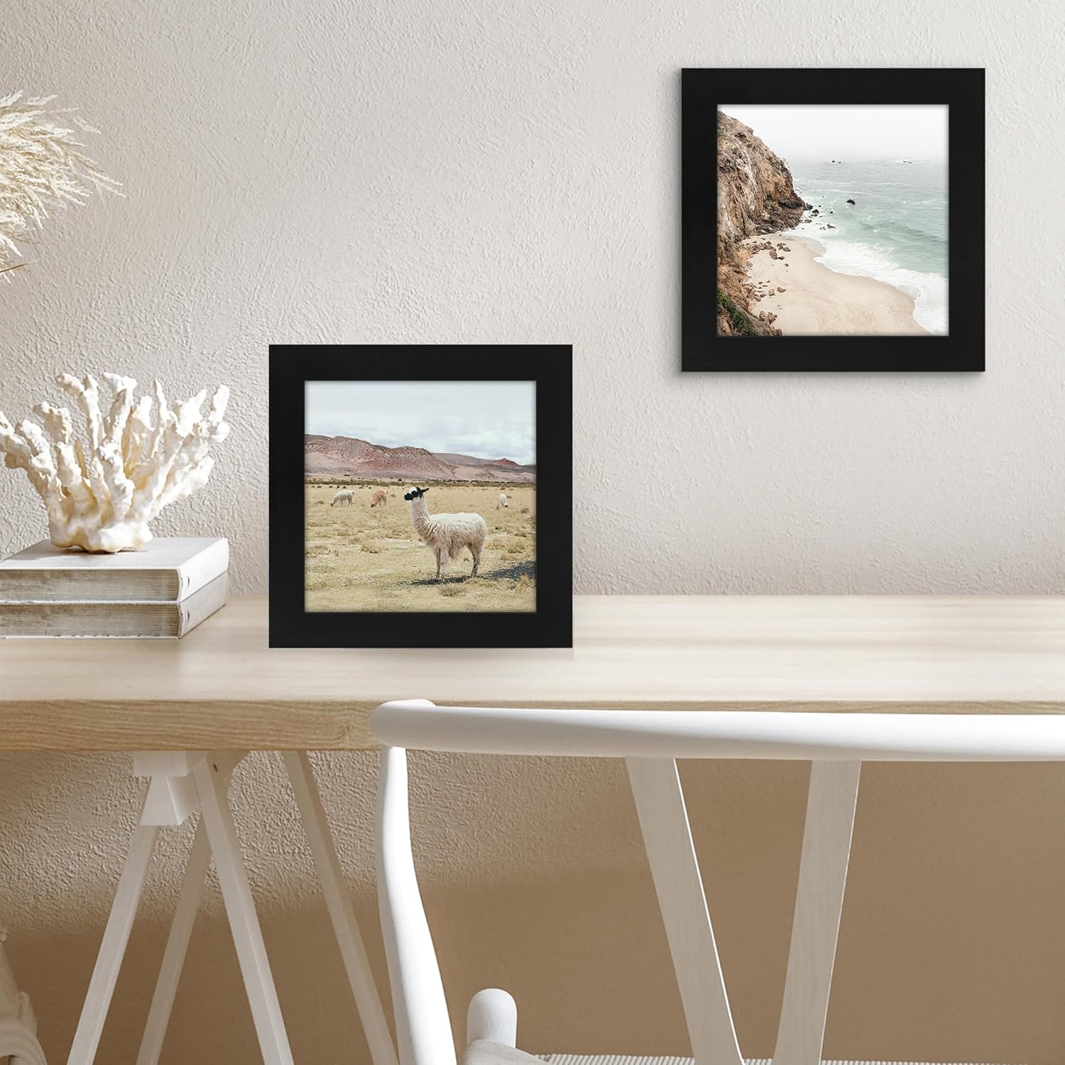 Americanflat 6x6 Picture Frame with Shatter-Resistant Glass - Signature Collection - Gallery Style Frames Made of Engineered Wood - Square Frame for Tabletop and Wall Display - Black