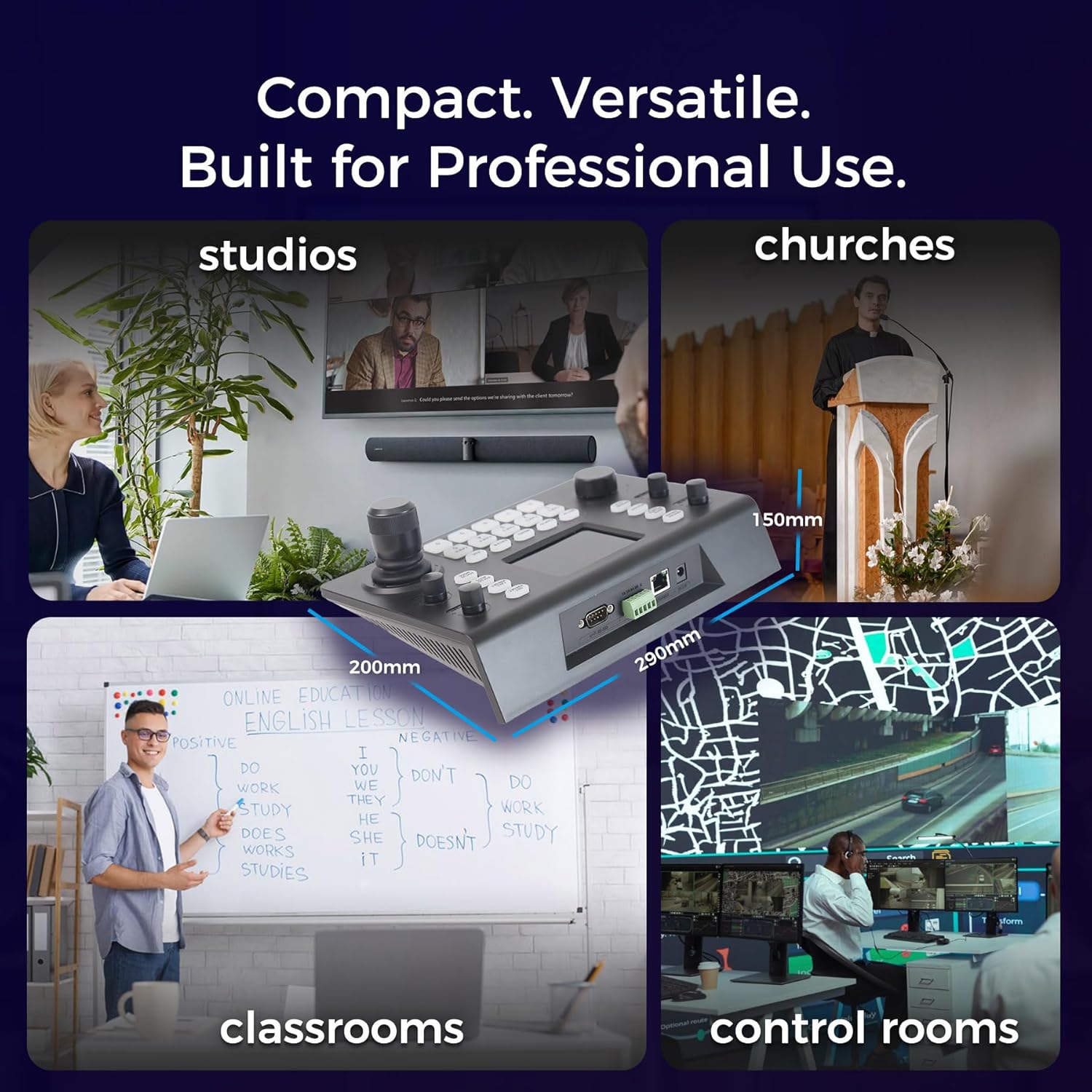 RGBlink Multi‑Protocol PTZ Controller w/ 3.49″ LCD, PoE, NDI 5.5 & Hall‑Sensor Joystick, 255‑Camera Support, VISCA/PELCO‑D/P, RS485/422/232–Ideal for Worship, Webinars & Live Streaming (RGBBKT)