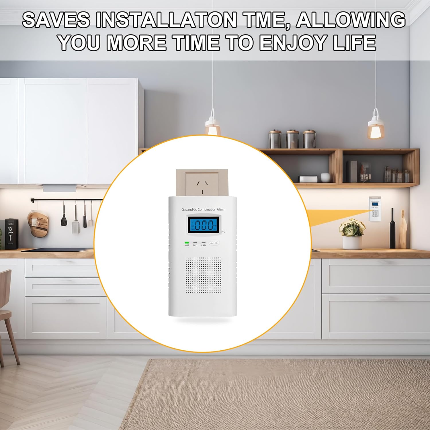 Plug in Combination Gas & Carbon Monoxide Detectors - Natural Gas Detectors & Carbon Monoxide Alarm for Home, Co Detector & Gas Detectors with Digital Display,Holds 9V Battery (not Included)