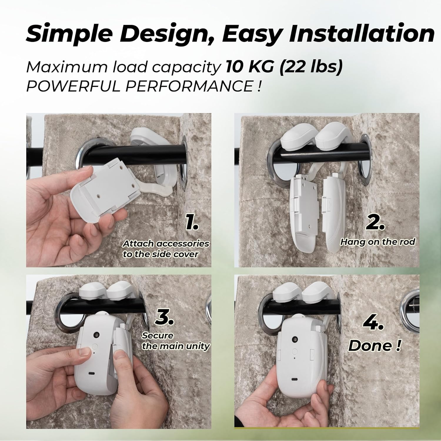 Smart Curtain Openers with Remote Control - High-Performance Motor for Roman, T/U-Shaped Tracks - Automated Opening/Closing (WiFi 2PK)