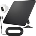 KJK 6W Solar Panels for Security Camera, Solar Battery Charger with Micro USB & USB-C Port for DC 5V Outdoor Rechargeable for Ring Camera, IP66 Waterproof, 360° Adjustable Security Mount