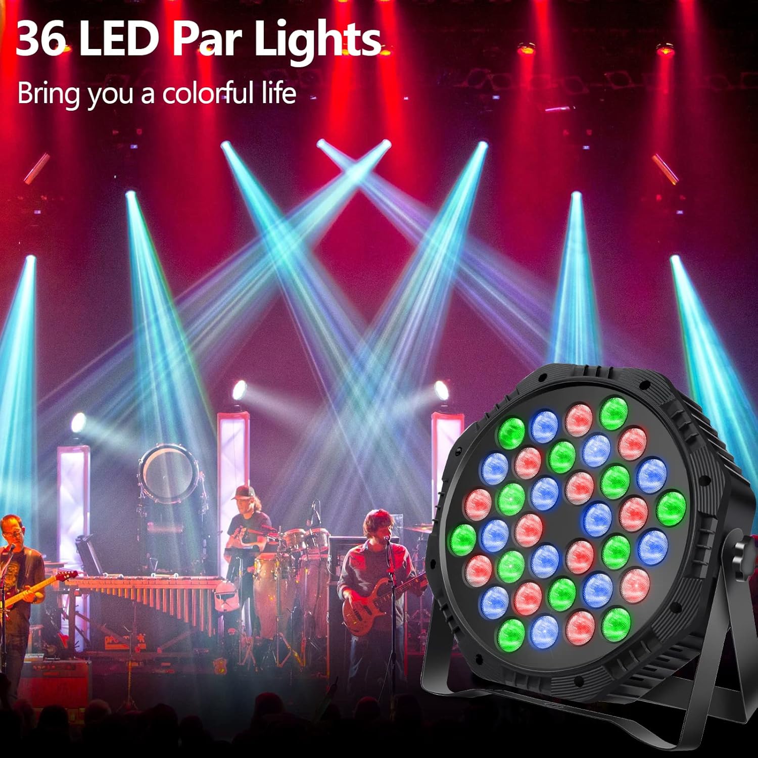 36 LED Par Lights, RGB Par Can Light Stage Lights, 10 Modes DJ Lights Stage Lighting Uplights with Sound Activated Remote Control & DMX Uplights for Events Wedding Party