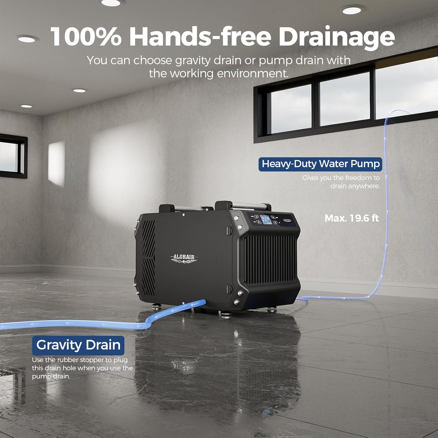ALORAIR Crawlspace Dehumidifiers with Pump, 180 Pint Commercial Dehumidifier for Basements with Drain Hose, 2,300 Sq.Ft Auto Defrost Industry Crawl Spaces Dehumidifier