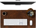 Elizo Real Leather Desk Mat Set (32x16) Large Desk Cover Desk Blotter Protector Computer Gaming Mouse Pad Table Laptop Office Desktop Accessories