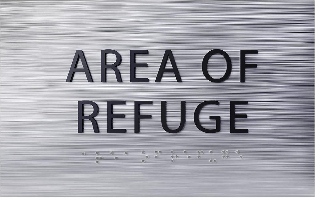 6" X4" Area of Refuge Sign - ADA Compliant Tactile Graphics Grade 2 Braille Text | Wall Mount Plastic Signs for Shopping Malls, Offices, Hotels, Schools, Apartments & Restaurants