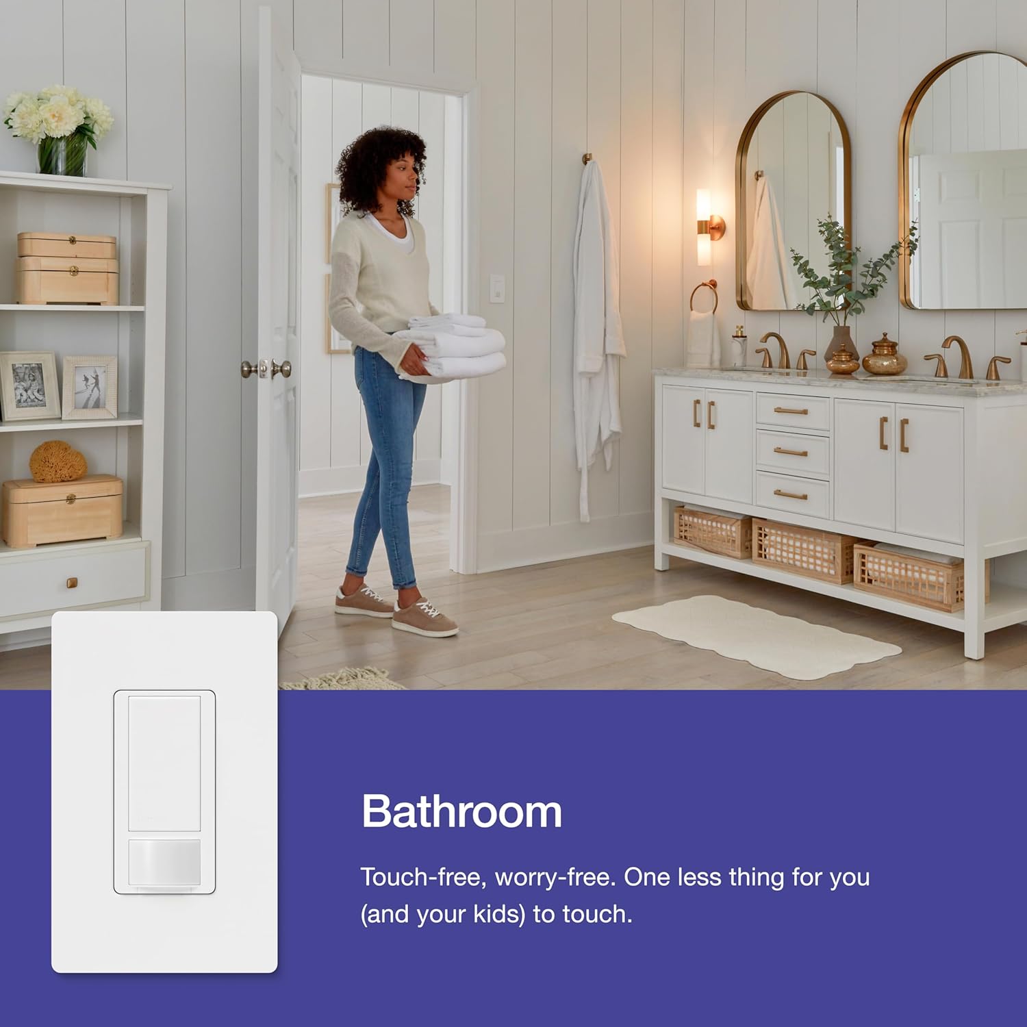 Lutron Maestro Motion Sensor Light Switch Indoor for Bathroom, Garage, Laundry Room, Closet, Occupancy Sensor Light Switch, Single-Pole, No Neutral, MS-OPS5M-GR