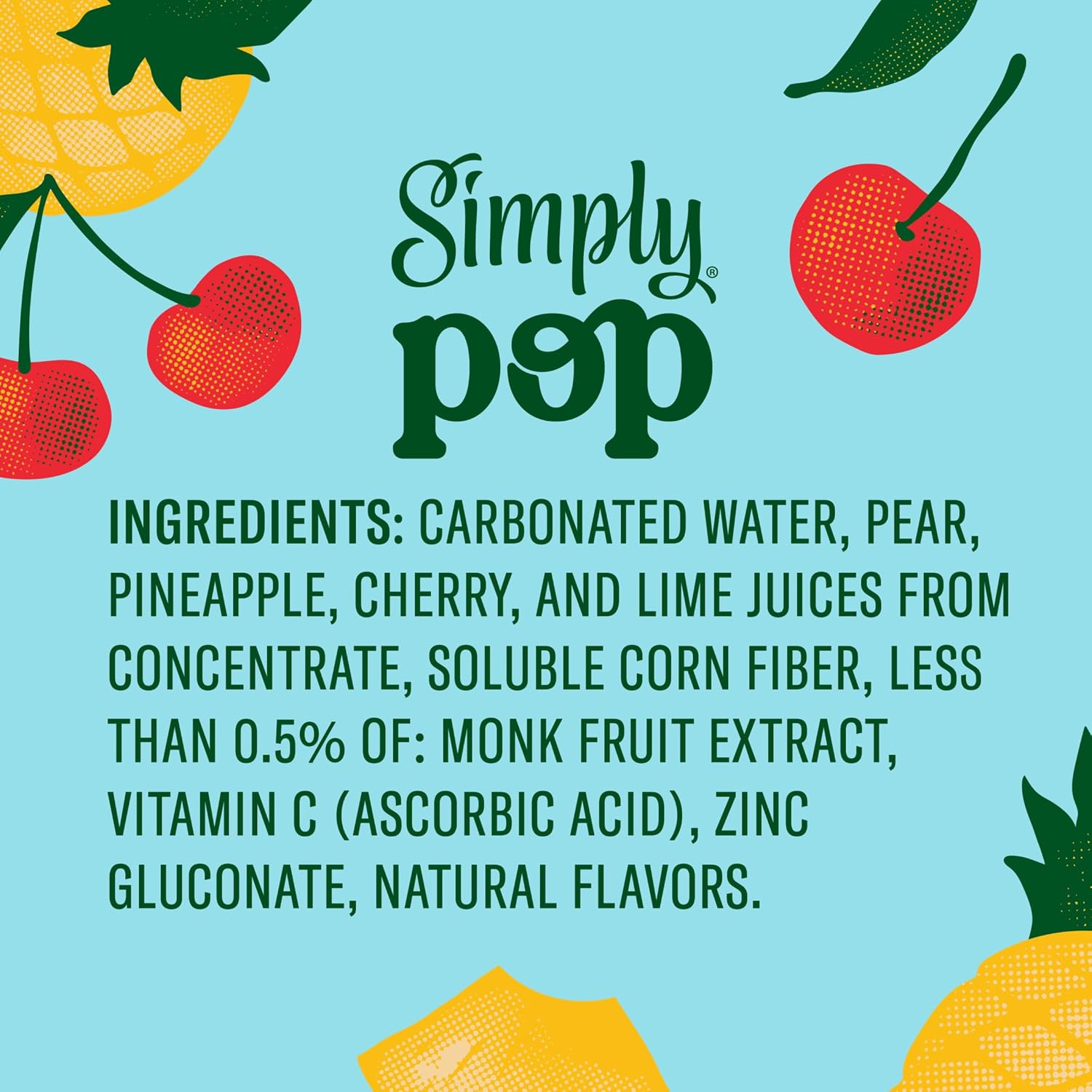 Simply POP Prebiotic Soda Fruit Punch Cans, 12 fl oz, 12 Pack