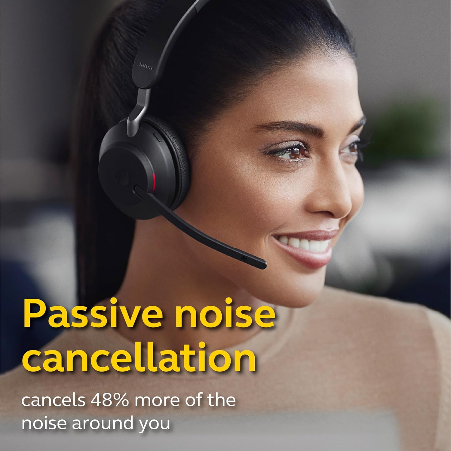 Jabra Evolve2 65 UC Wireless Headset with Link380c, Mono, Black – Wireless Bluetooth Headset for Calls and Music, 37 Hours of Battery Life, Passive Noise Cancelling Headphones