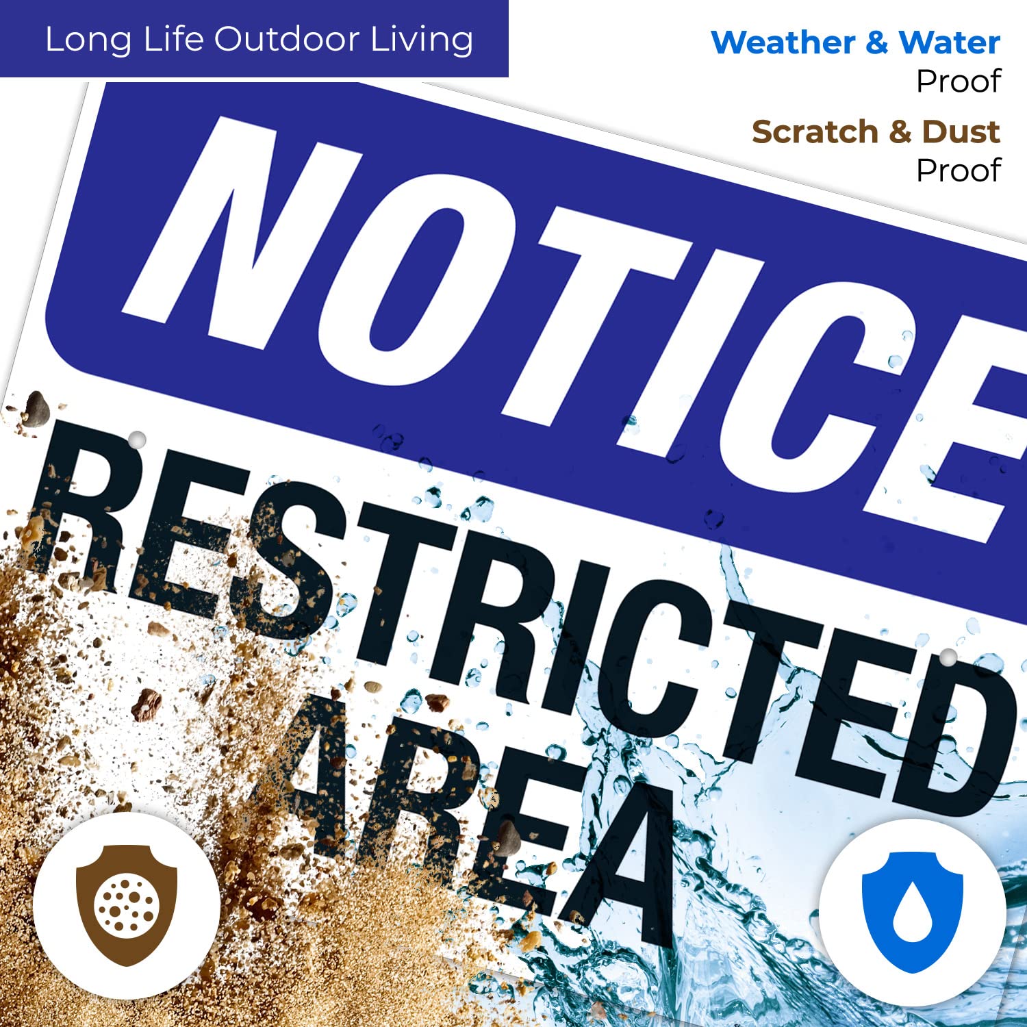 Notice Restricted Area Sign, 18x24 Inches, 55 mil Thick HDPS (high Density polystyrene), Made in USA