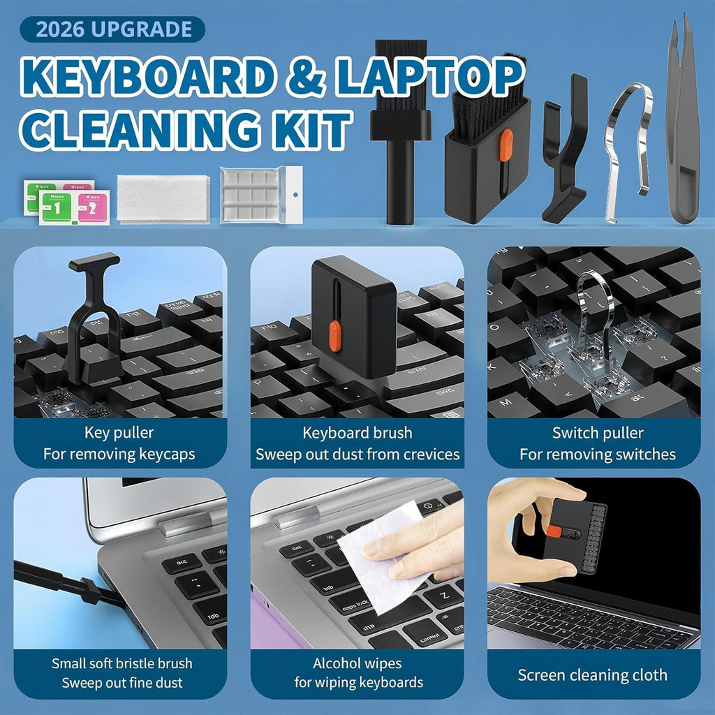 2026 Upgrade Phone Cleaning Kit 47PCS, iPhone Cleaning Kit, Airbud AirPods Cleaning Kit, Keyboard Cleaning Kit, Charging Port Cleaner for Apple Lightning/Android USB-C (Black)