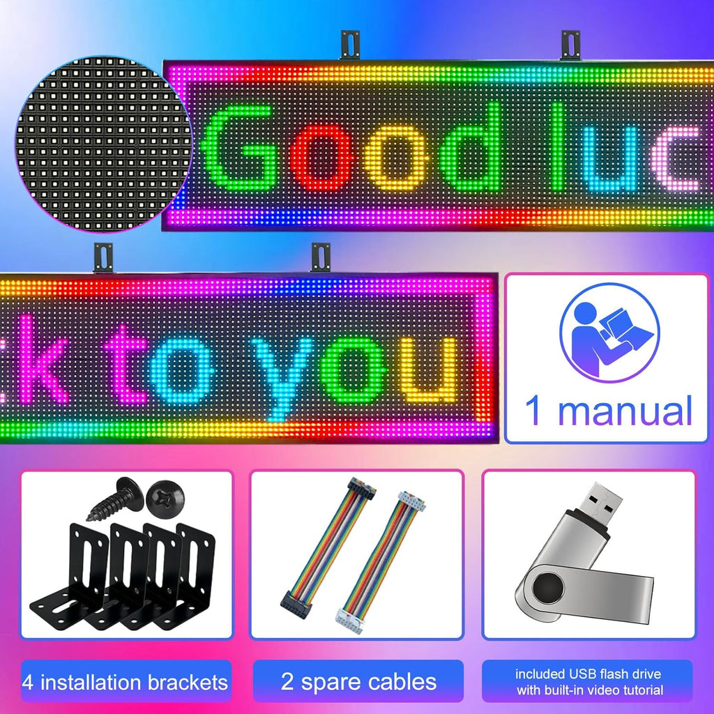 Programmable Scrolling LED Sign Outdoor Signs for Businesses Pantalla LED Para Publicidad Waterproof Digital Display Board - Custom Electronic Message Panel for Wall (Letrero) 39"X14"
