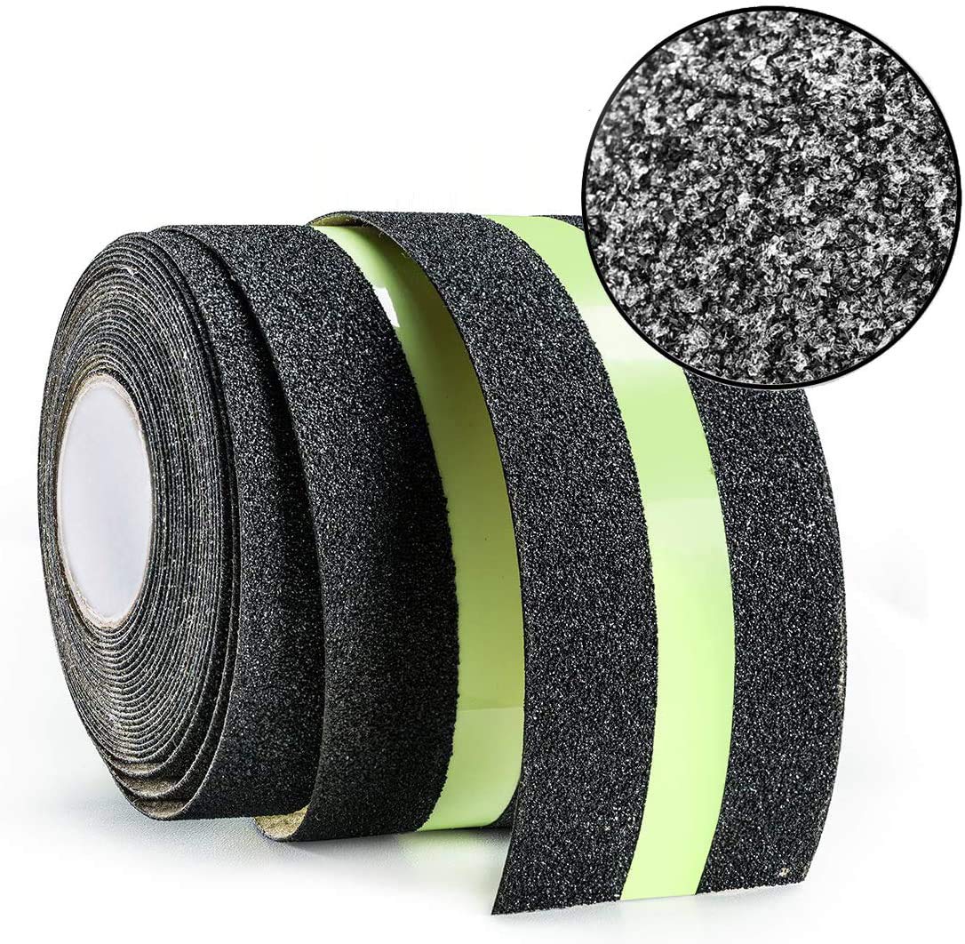 Best Anti-Slip Grip Tape, Black with Glow in The Dark Strip, 2" x 30 FT, 80 Grit, Industrial Grade, Indoor, Outdoor, Weatherproof (2-Inch x 30 Feet Roll)