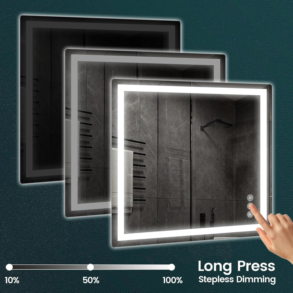 30"x 36" Bathroom Mirror for Over Sink, Anti-Fog LED Bathroom Mirror with Lights, Memory 3 Colors Modes & Dimmable Bathroom Vanity Mirror