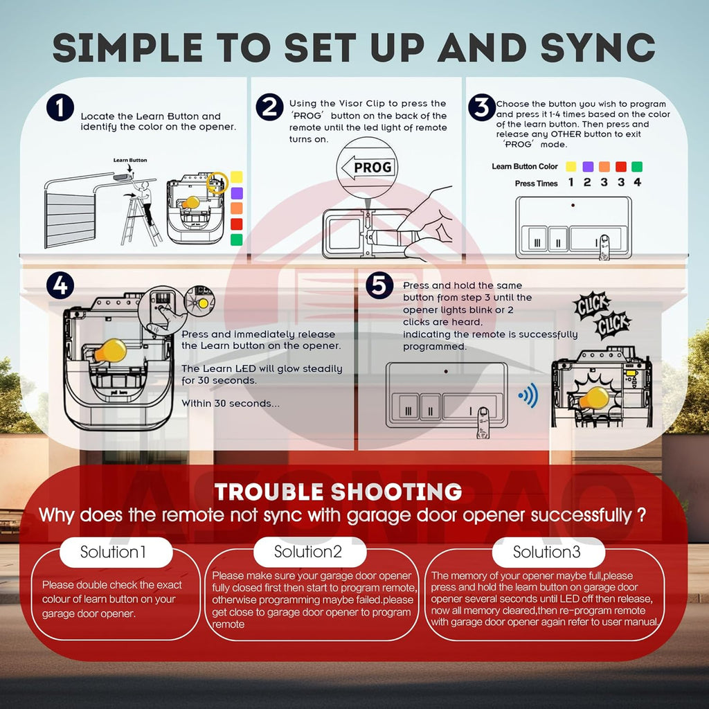 2X 953EV-P2 953ESTD Universal Chamberlain LiftMaster Craftsman Garage Door Opener Remote, Security+2.0 MyQ 3-Button【3-Year-Warranty】