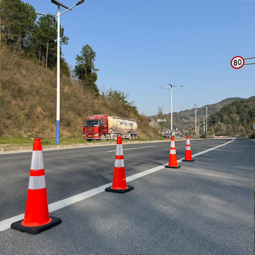 28 Inch Traffic Cones (8 Pack),Heavy-Duty PVC Construction Cones with Weighted Black Base for Road Safety,Orange Safety Cones with Reflective Collars for Parking & Driver Training