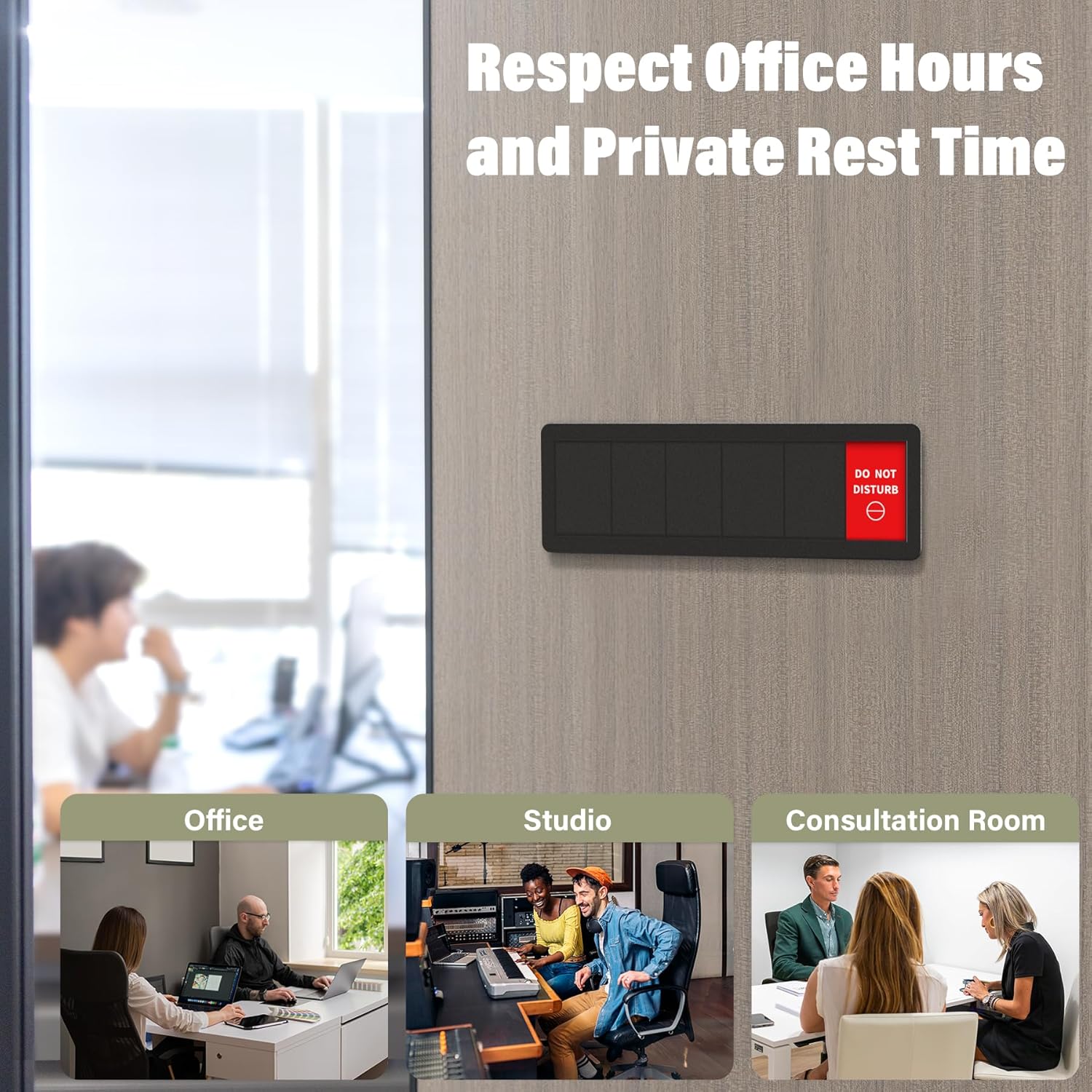 Office Door Signs-6 Options Door Signs In A Meeting Sign/Out Of Office/Do Not Disturb/Working From Home/Please Knock/Back Soon Privacy Slider Sign for Meeting & Conference Room