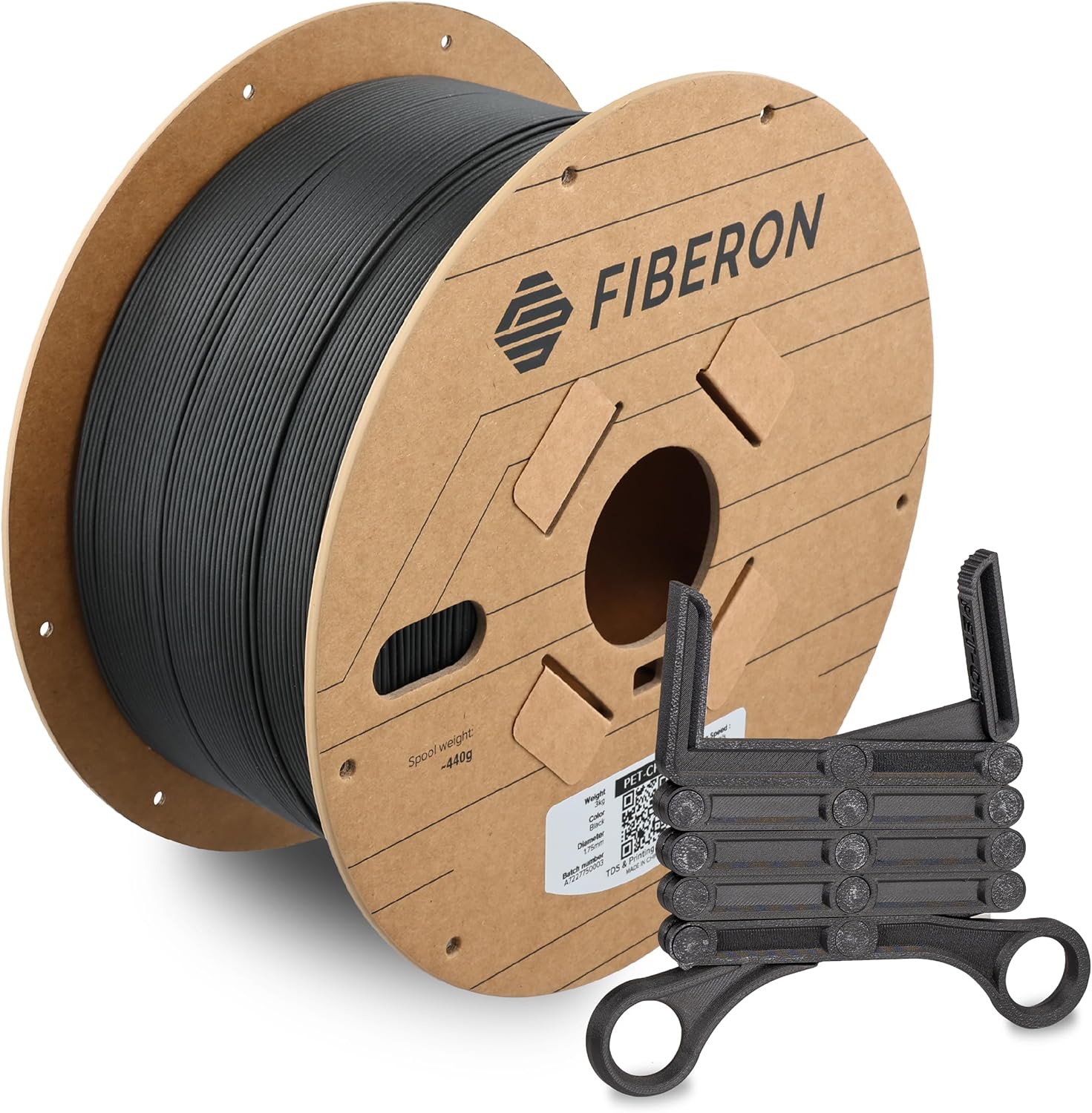 Polymaker Fiberon PET-CF17 3D Printing Filament Black 1.75mm 3kg, Excellent Stable Stiffness - Fiberon Carbon Fiber Reinforced PET 3D Printer Filament, Ideal for Jigs and Fixtures