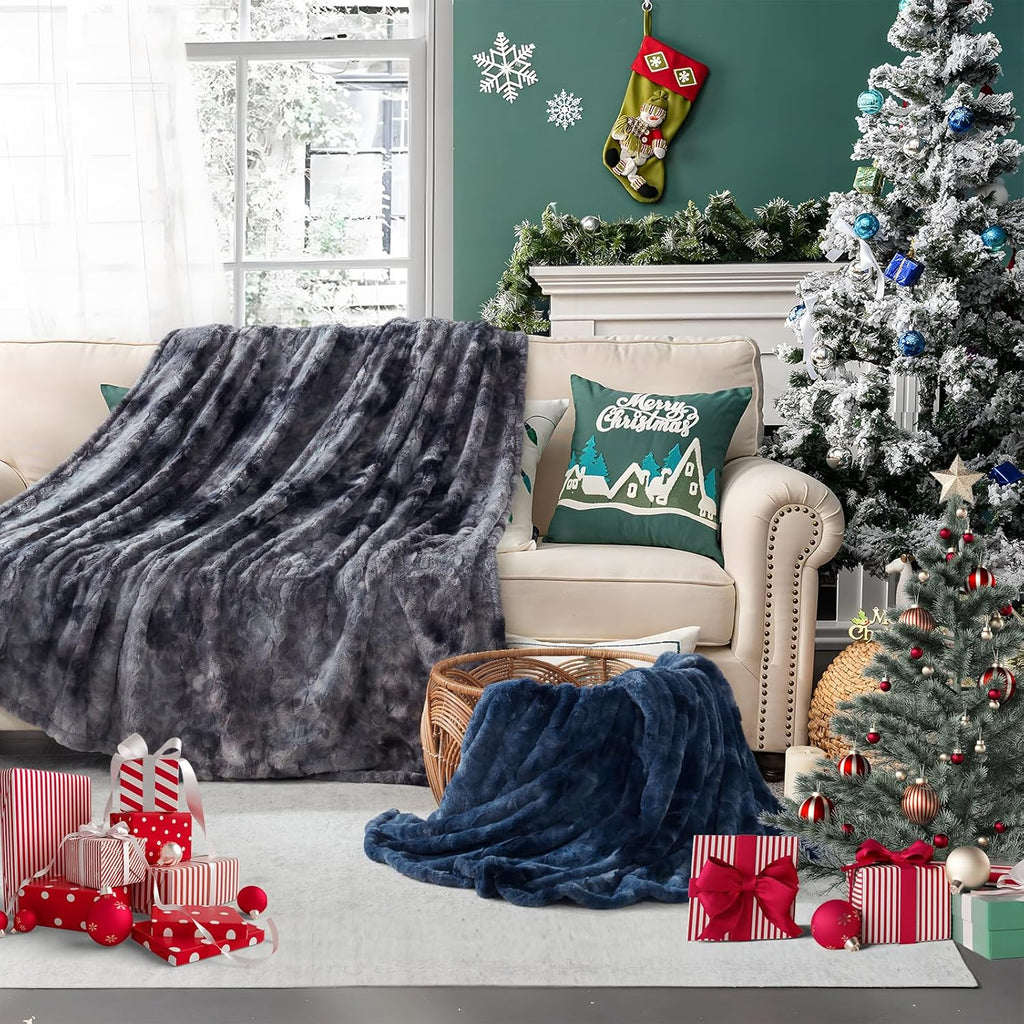 Sealy Electric Blanket Full Size, Heated Warming Blanket Faux Fur & Flannel with 10 Heating Levels & 1-12 Hours Auto Shut Off, Fast Heating, Machine Washable, Grey, 80 x 84 Inch