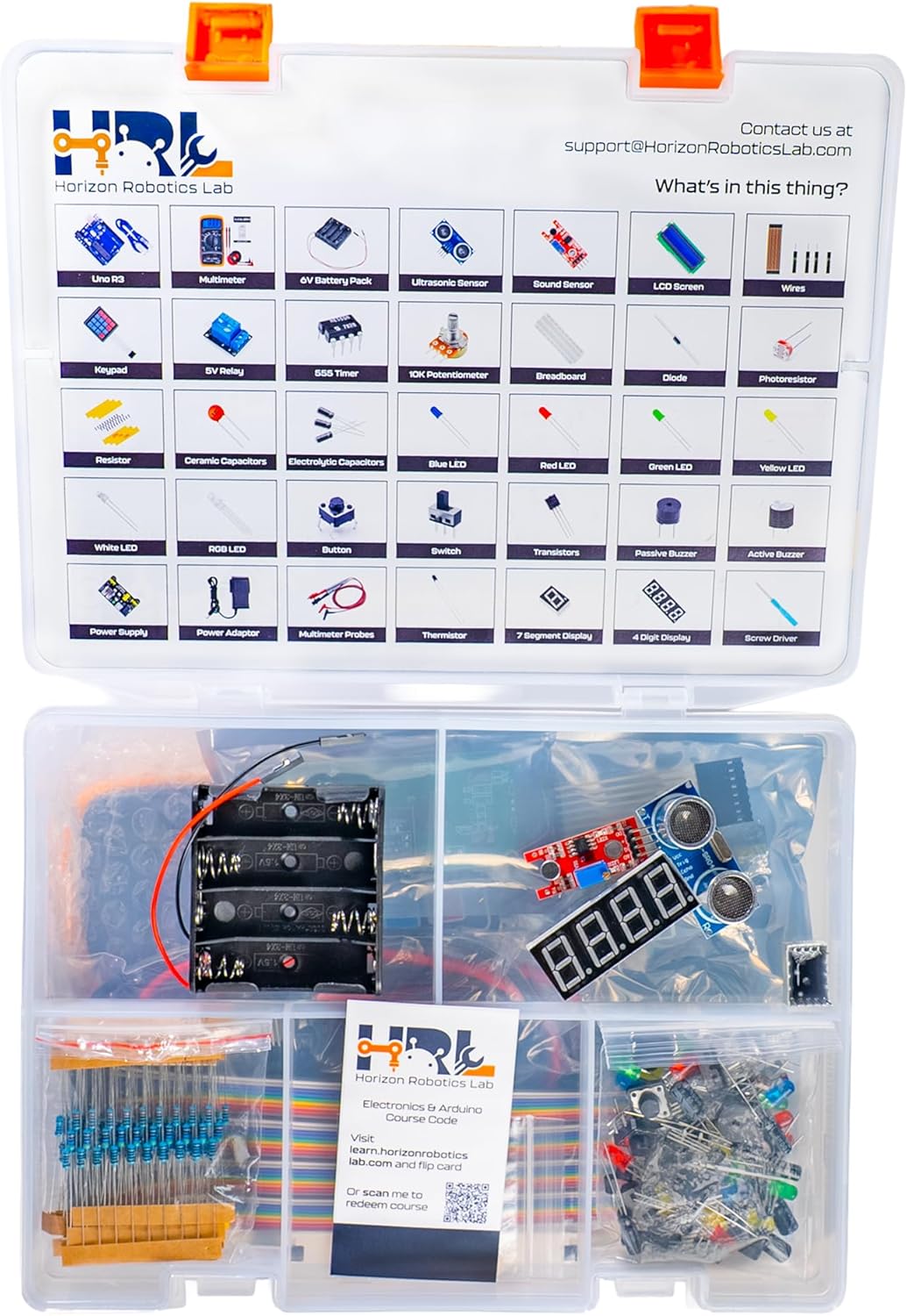 Horizon Uno Electronics Starter Kit with Video Lessons – Arduino-Compatible Board, Sensors, LEDs, Servos & More – Learn Electronics & Coding for Beginners