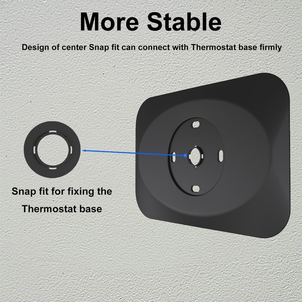 Nest Thermostat Wall Plate Cover Replacement Compatible with Google Nest Learning Thermostat (4th Gen), Practical Nest Learning Thermostat 4 Trim Kit, Snap fit Design (Black, 2 Packs)
