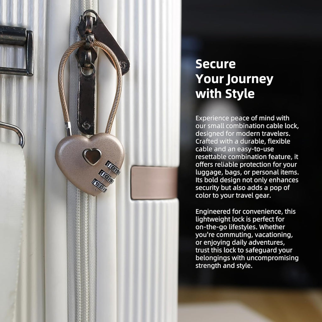 Combination Lock for Locker, Small Cable Lock with Code, 3 Digit Padlock Combination, for Luggage, Gym Locker, Suitcase, Backpack Zipper, Cabinet, Toolbox, Outdoor Fence Gate, Travel Safe