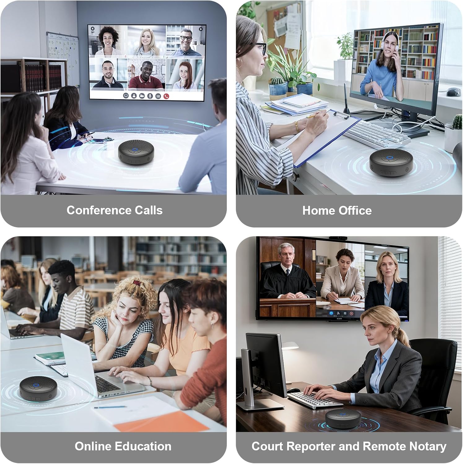 CM900 Conference Speaker and Microphone, 4 AI Mics 360° 20ft (7m) Voice Pickup, Noise Reduction, USB C & Bluetooth 5.3 (20m & 66ft) Speakerphone for 16 People, Compatible with Leading Platforms