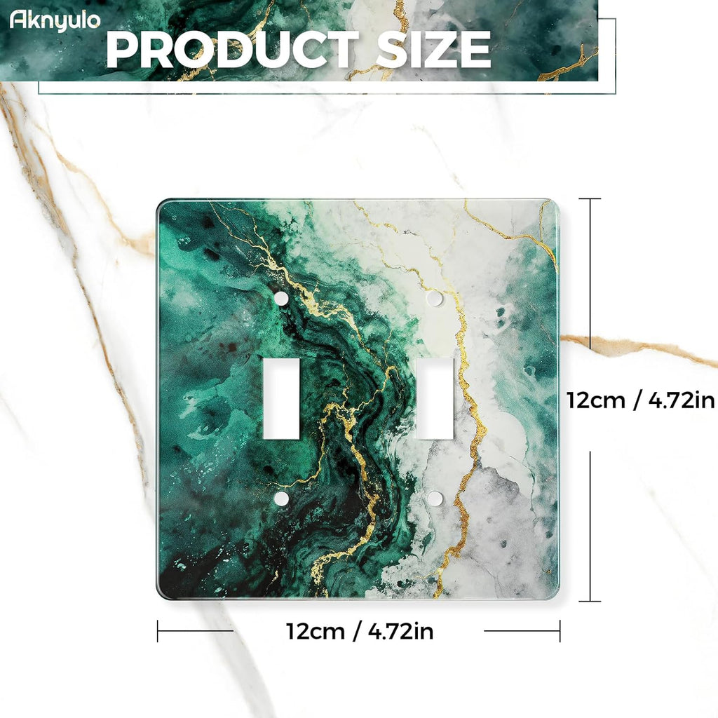 Modern Abstract Lexury Dark Turquoise Teal Blue Gray Marble Textured Light Switch Wall Plate Plates Decorative Electrical Outlet Cover Plates Acrylic Double Wall Outlet Covers Switch Plates