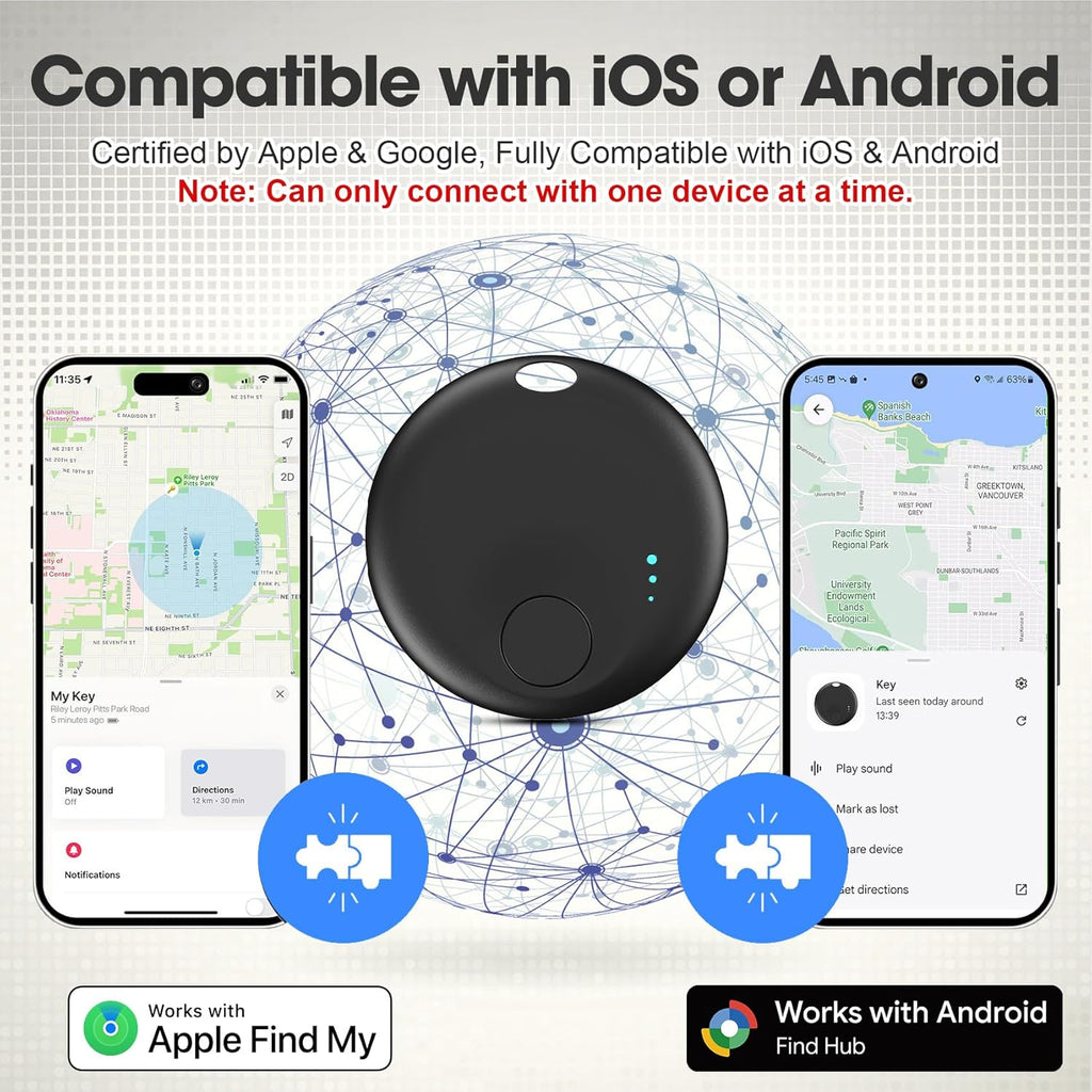 Tracker Tag for Android or iOS, Tracker Tags-4 Pack Smart Tag, Dual System Both iOS and Android Tracker Tags, Apple Find My or Google Find Hub App, Keys Finder Item Locator for Wallets (Black)