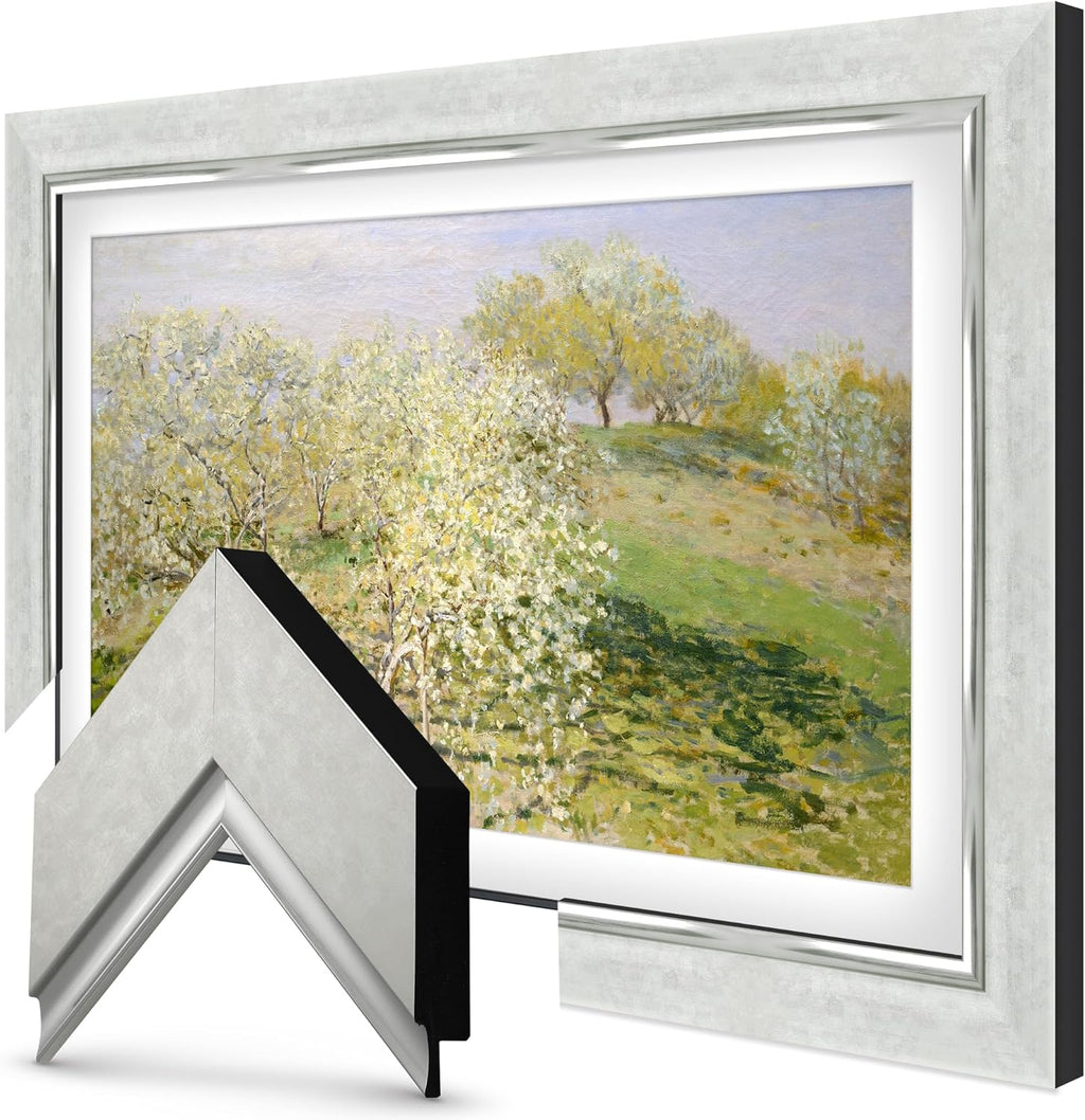 Contemporary Silver 43" Premiere Deco TV Frame - Compatible ONLY with Samsung The Frame TVs (Fits 2021-2025, LS03A, LS03B, LS03C, LS03D, LS03FA)