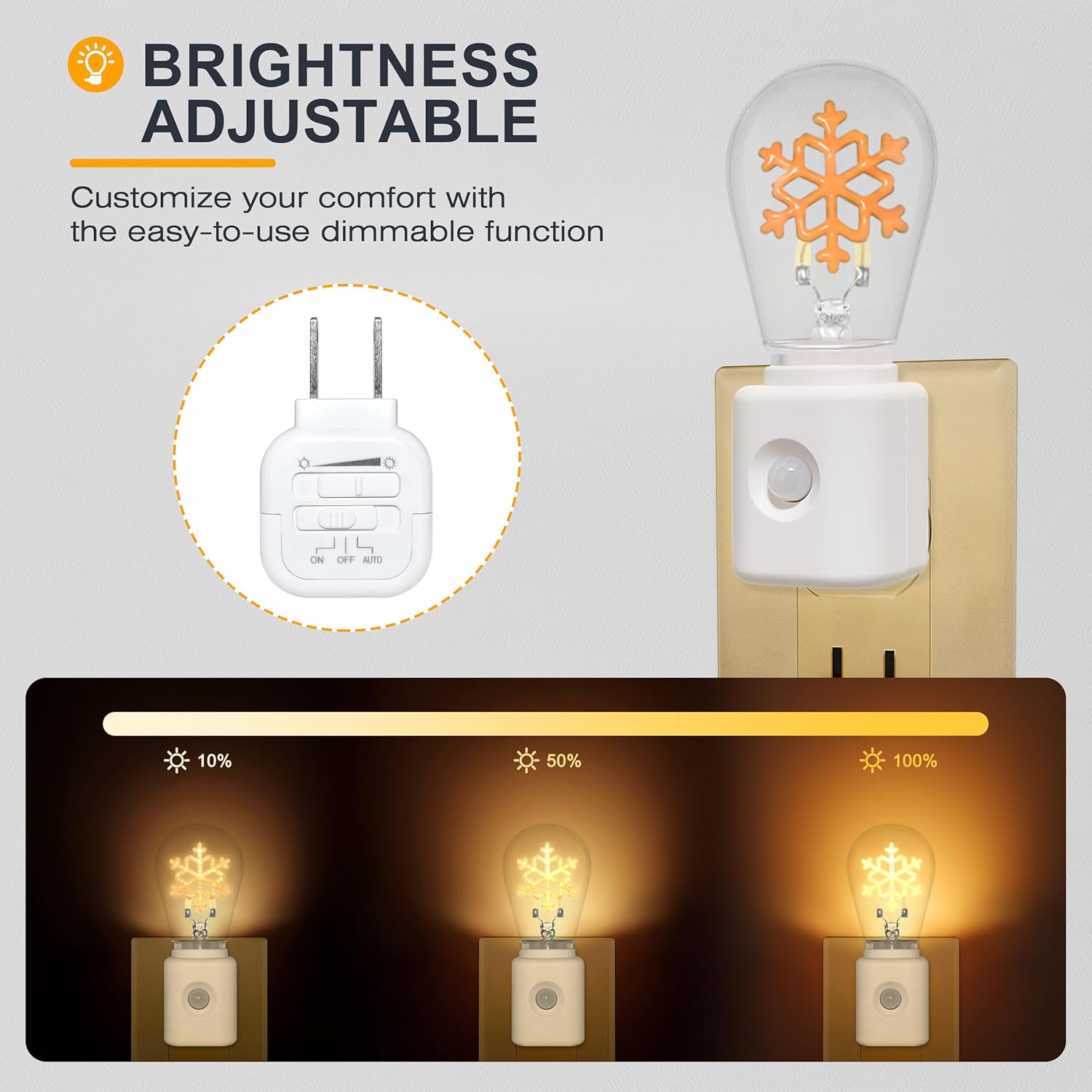 LED Night Light Plug in, Motion Sensor Night Light for Kids, Amber Nightlight, Motion Activated Night Lights for Bathroom, Hallway, Holiday Christmas Decoration, 1-Pack