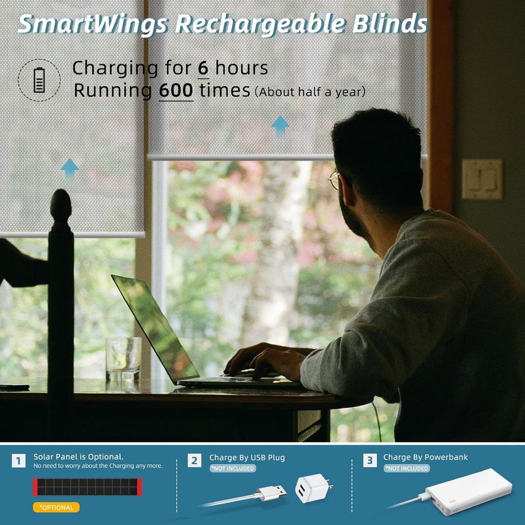 SmartWings Motorized Smart Roller Shades in Light Filtering, Electric Blinds with Remote for Windows Compatible with Alexa/Google Home/Homekit, Customized, 1% Openness Aventus Light Grey