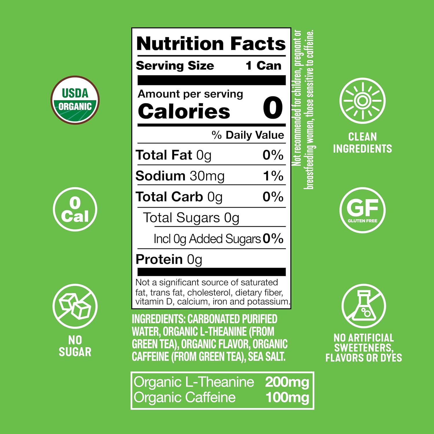 ARDOR Sparkling Water with 100mg Natural Caffeine & 200mg L-Theanine from Organic Green Tea for Smooth Energy & Focus | No Sugar, 0 Calories | Vegan, Gluten-Free | Mexican Lime - 12 Ct