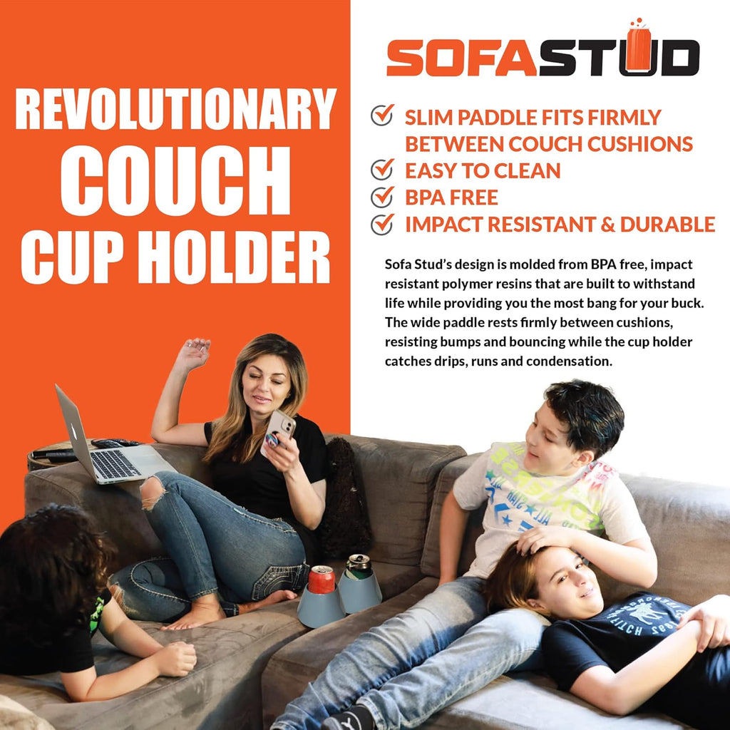Original Couch Cup Holder - Spill Proof, Convenient, & Versatile Drink Coaster Molded from BPA Free, Impact Resistant, Durable Plastic That Fits Cans, Cups, Bottles & More