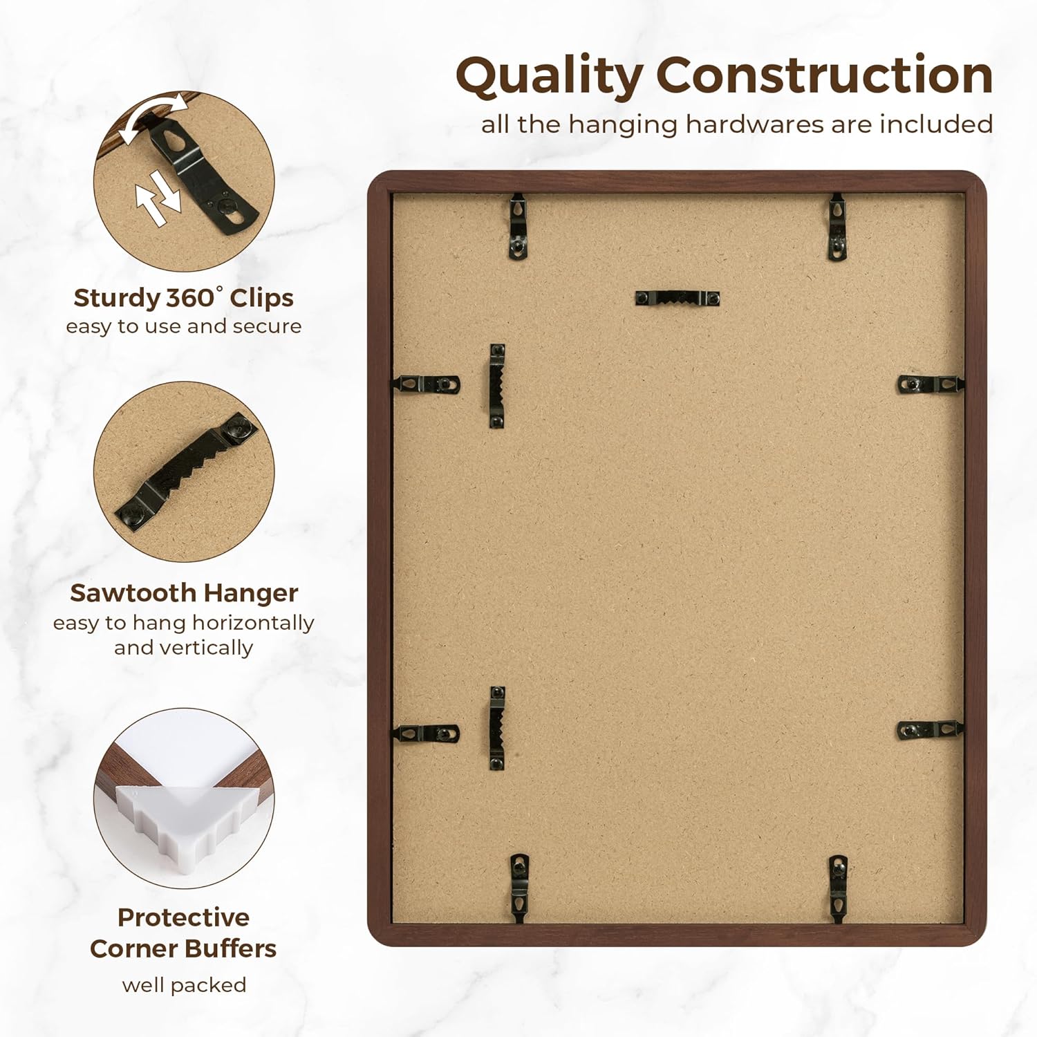 11x14 Picture Frame, Solid Oak Wood Frame 11 x 14 for Wall, Rustic Wooden Frames 11 by 14 with Tempered Glass, 11x14 Frame with Mat for 8x10, Home Decor Photo Frames 11"x14", Walnut Color, 1 Pack