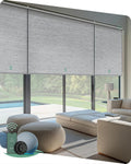 Yoolax Smart Coupled Roller Shades Compatible with Alexa Google, Motorized Blinds with Remote Blackout Coupled Roller Shades for X-Large Windows, Custom Size (XL Coupled-Foggy Gray)