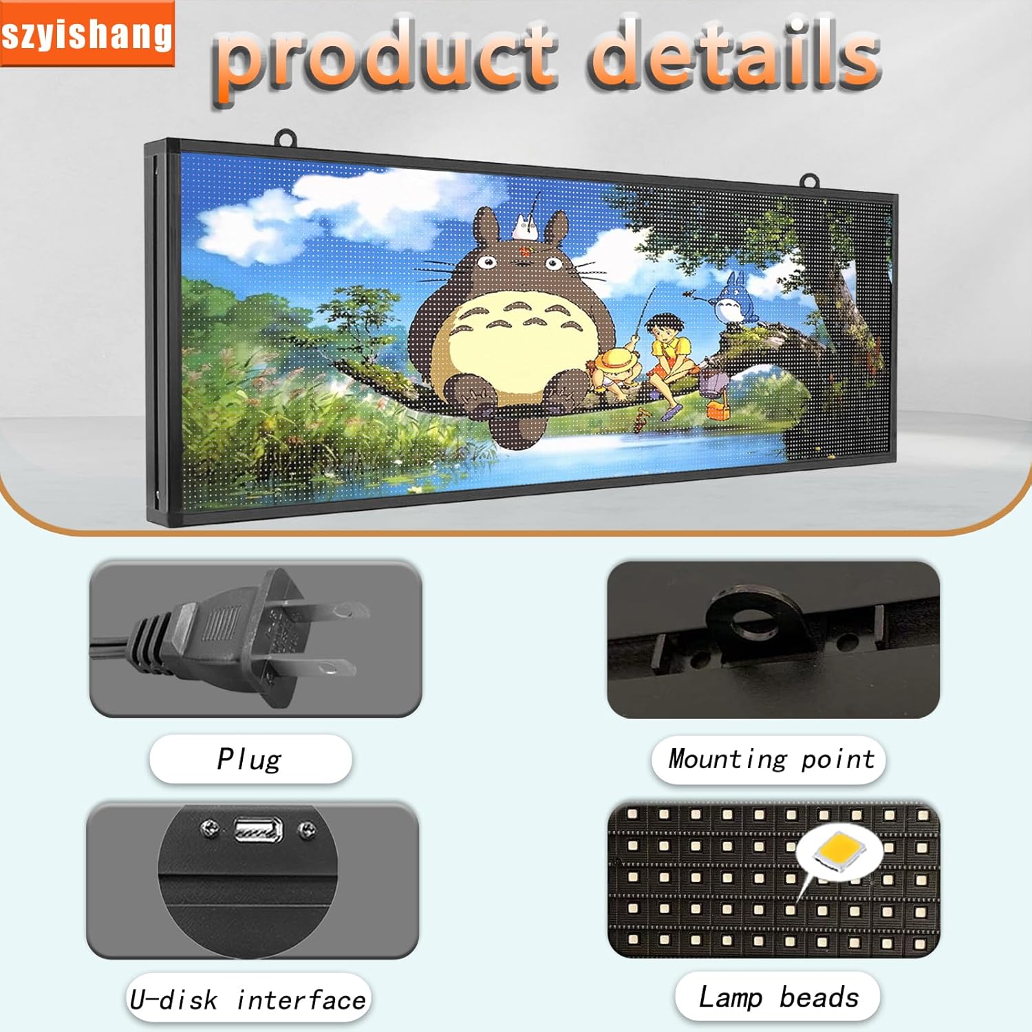 YS Outdoor P5 Programmable Led Sign(39 "× 14"),WIFI + USB Control Digital Signage LED Display, Advertising Message Board,Open Signs for Business, RGB Full Color Scrolling LED Sign