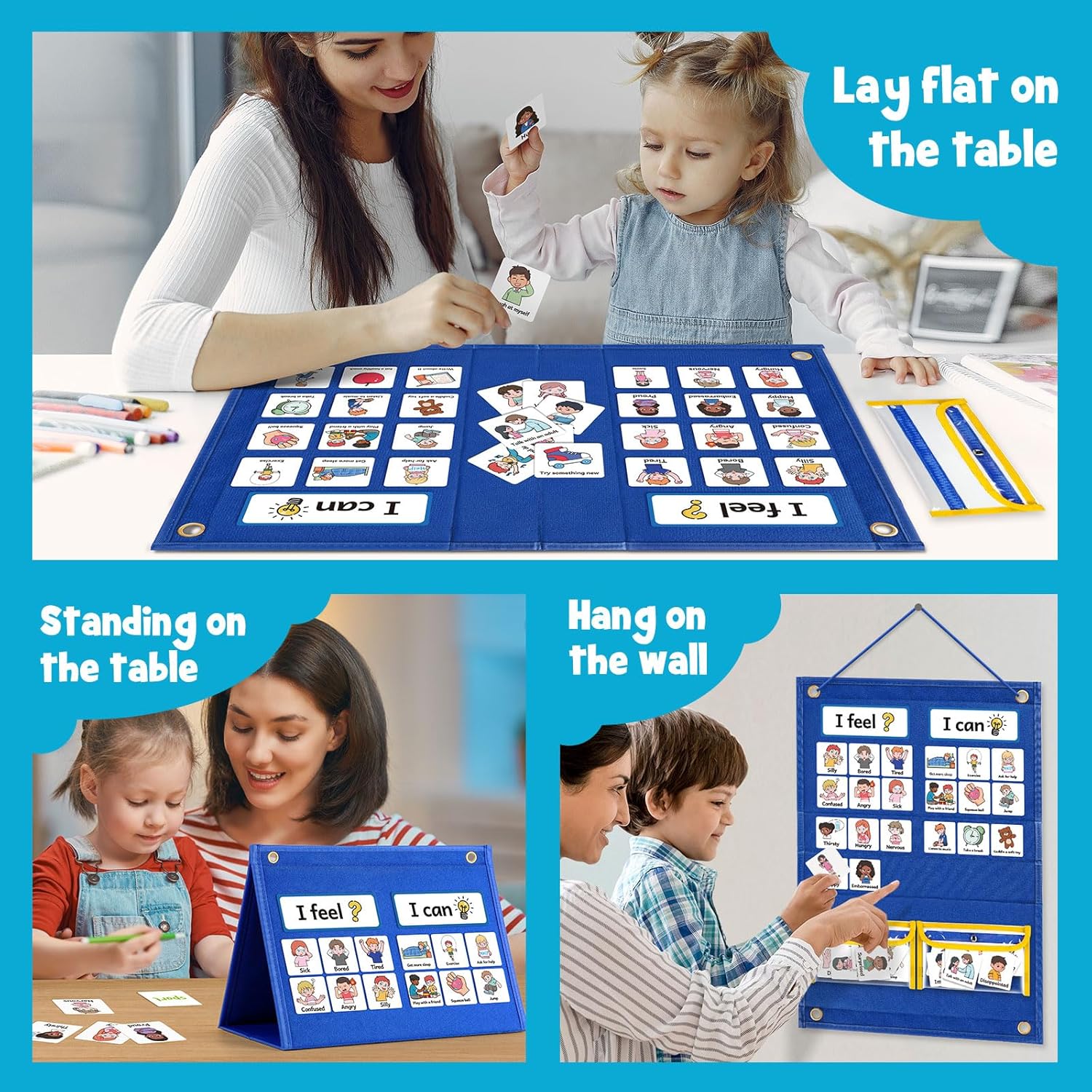 Feelings Chart, Social Emotional Learning Activities,Autism Learning Materials, ADHD Tools,Behavior Management,Anger Management Toys,Calm Down Corner Supplies for Classroom Daycare & Home