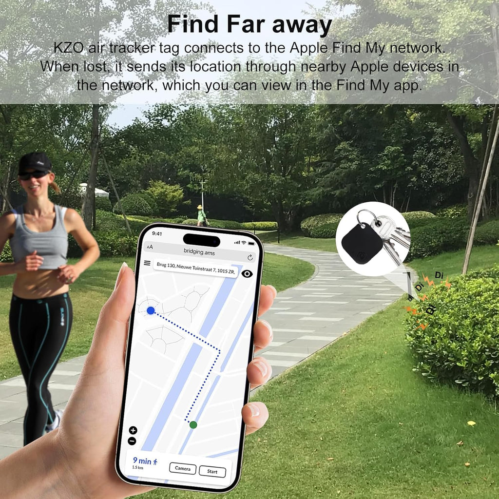Air Tags-4 Pack Bluetooth Tracker Tag with Extra Battery, Work with Apple Find My (iOS Only, Not for Android), Item Finder for Keys, Backpack, Suitcase, Wallet, Luggage, Black