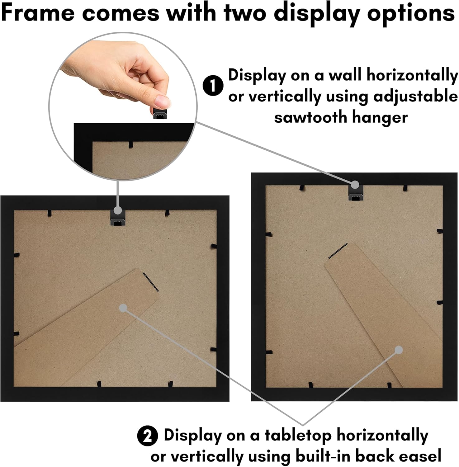 Americanflat 8x9 Picture Frame with Shatter-Resistant Glass - Signature Collection - Gallery-Style Frames Made of Engineered Wood - Photo Frame for Tabletop and Wall Display - Black