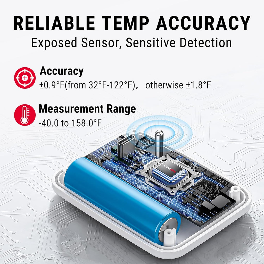 ThermoPro Wireless Freezer Fridge Thermometer with Alarm, 500 ft/150 m Range, High Accuracy, Rechargeable Refrigerator Thermometer with Backlit LCD Display, Battery Included