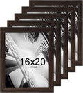 KTKDE 16x20 Picture Frame Set of 5,Studio Gallery 16 by 20 Poster Frame Walnut Wooden, Large Frame for Photos, Posters - Art Prints best gift