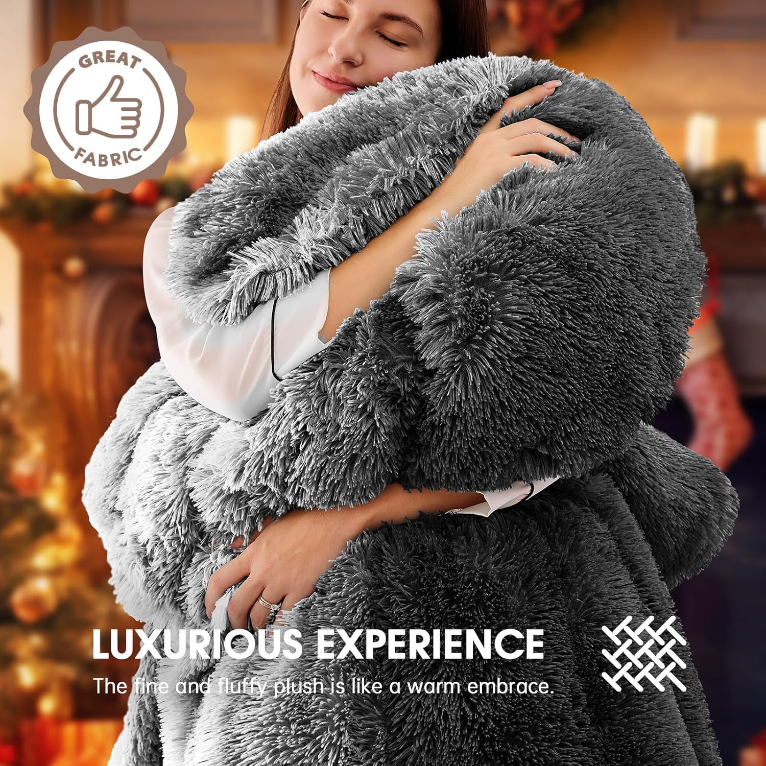 Heated Electric Blanket Throw–Faux Fur with Soft Thick Sherpa,Warm Winter Birthday Gifts for Women Grandma，10 Heat Settings,5 Time Settings with Fast Heating, 50x60, Foggy Dusk