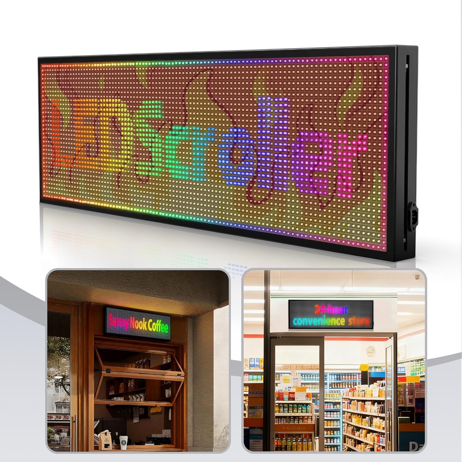 ‌Kochenkore P10 Programmable LED Sign, 63"x14" Scrolling Display, Waterproof Outdoor Digital Signage with WiFi Control, Indoor RGB Advertising Message Board for Business & Store Signs