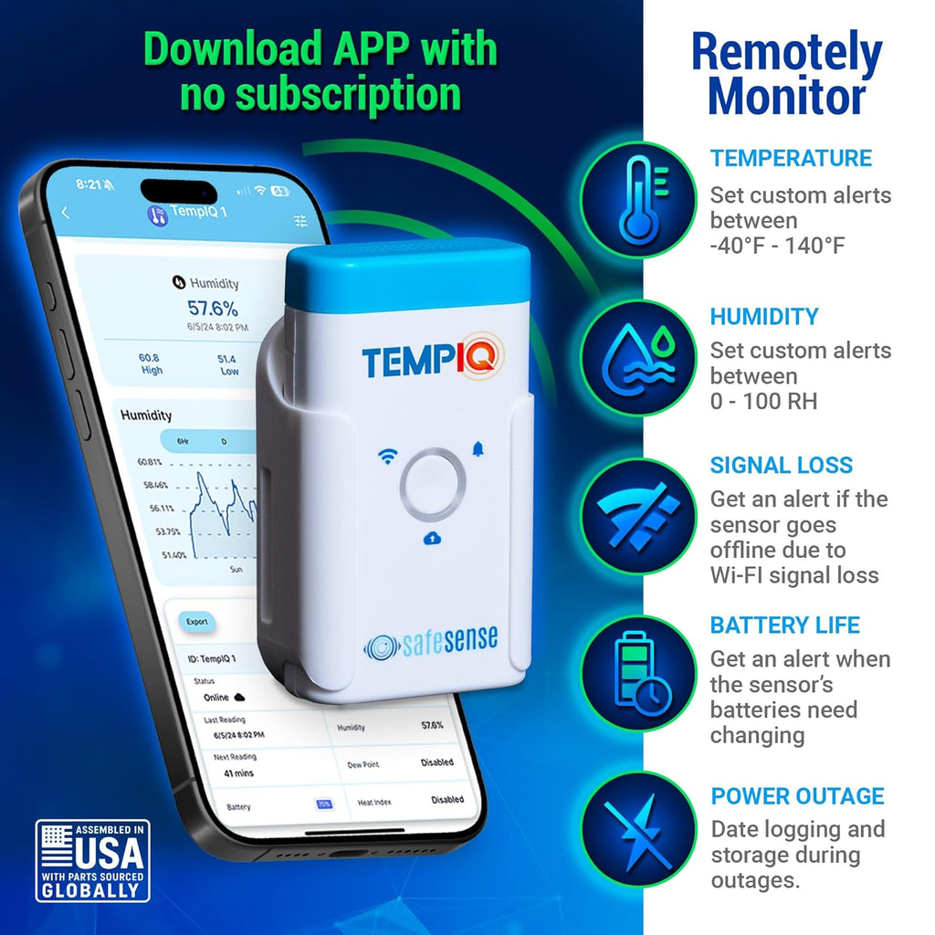 TEMPIQ WiFi 2-Pack Temperature & Humidity Sensor - App Integration, Alerts, Helps Monitor 2nd Home, AirBnb, RV, Pets,Freezer and Server Room, Remote Indoor & Outdoor Hygrometer & Thermometer