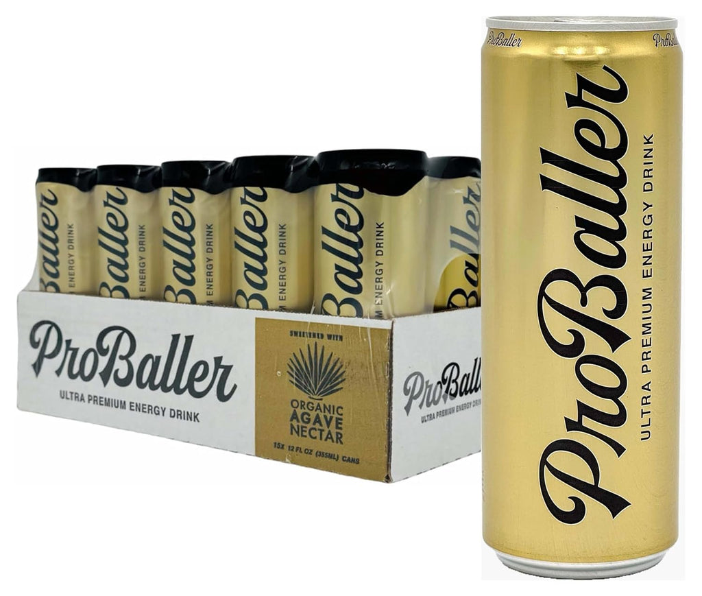 ProBaller Ultra Premium Energy Drink - Natural Clean NSF Certified Sport Drink with Amino Acids, Taurine, Biotin, Organic Agave, Vitamin B 12 Methylcobalamin, & Electrolytes - 15 Pack - Citrus