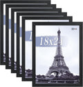 VCK 18x24 Poster Frames Black Set of 6, Wide Border Wood Picture Frame, Multi-Directional Display Family Photos, Office Prints, Studio/Gallery Artwork, Woodgrain Series, Wall Hanging