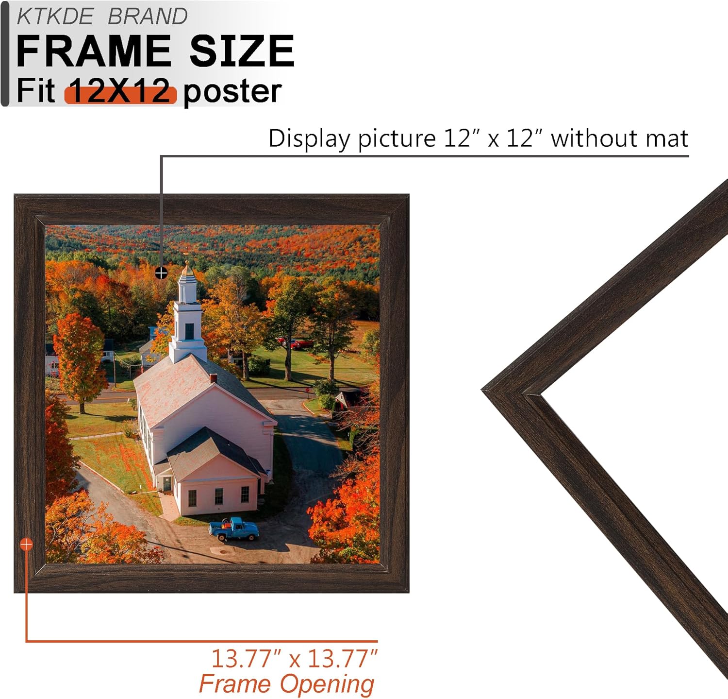 KTKDE 12x12 Picture Frame Set of 5, Wooden frames walnut, Wall Hanging Display, Best Square Photo Frame Studio Gallery for Photos, Posters & Art Prints