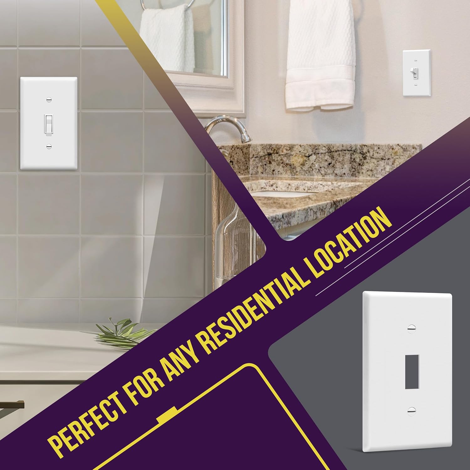 ENERLITES Light Switch Cover Plate, Toggle Wall Plate Cover, Size 1-Gang 4.50" x 2.76", Unbreakable Polycarbonate Thermoplastic, 8811-W-5PCS, White (5 Pack)
