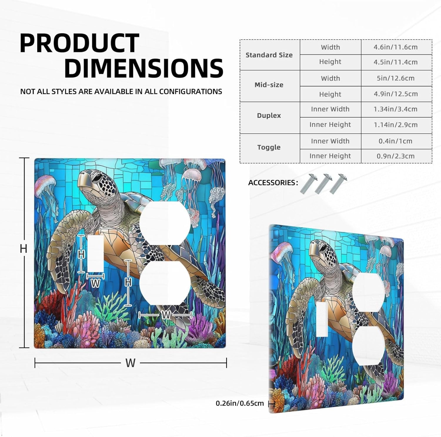 Wallplates Nautical Sea Turtle Coral Jellyfish 1 Toggle 1 Duplex Switch Plate Electrical Gfci Faceplate Decorative Light Switch Covers For Kids Room Nursery Decor